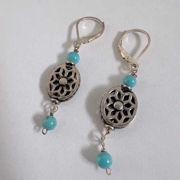 Beautiful southwest style dangle earrings sterling silver 925 - Picture 2 of 4